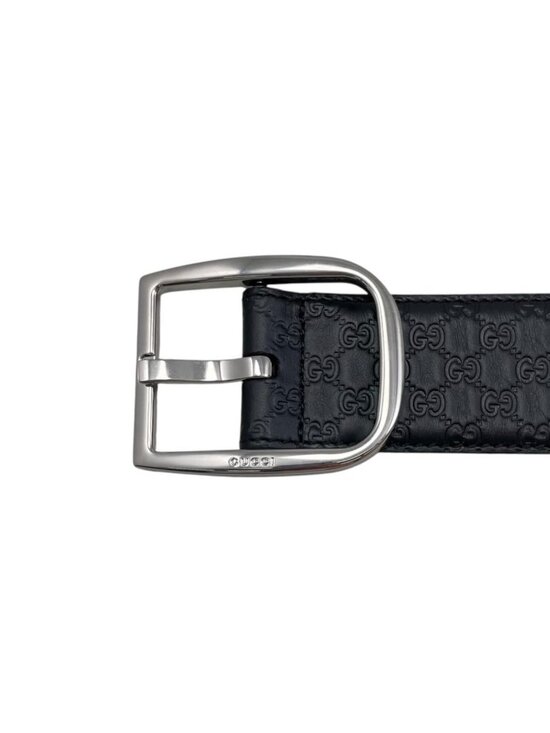 Gucci Belt Micro Guccissima Leather Logo Black Silver main image 5